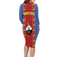 Eswatini African Pattern Family Matching Long Sleeve Bodycon Dress and Hawaiian Shirt Swaziland Shield Siyinqaba - Wonder Print Shop