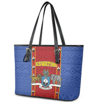 Eswatini African Pattern Leather Tote Bag Swaziland Shield Siyinqaba - Wonder Print Shop