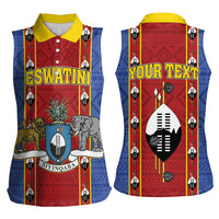 Eswatini African Pattern Women Sleeveless Polo Shirt Swaziland Shield Siyinqaba - Wonder Print Shop