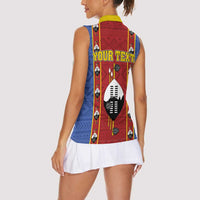 Eswatini African Pattern Women Sleeveless Polo Shirt Swaziland Shield Siyinqaba - Wonder Print Shop