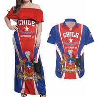 Chile Independence Day Couples Matching Off Shoulder Maxi Dress and Hawaiian Shirt September 18 Por la razon o la fuerza - Wonder Print Shop