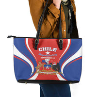 Chile Independence Day Leather Tote Bag September 18 Por la razon o la fuerza - Wonder Print Shop