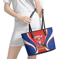 Chile Independence Day Leather Tote Bag September 18 Por la razon o la fuerza - Wonder Print Shop