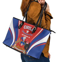 Chile Independence Day Leather Tote Bag September 18 Por la razon o la fuerza - Wonder Print Shop