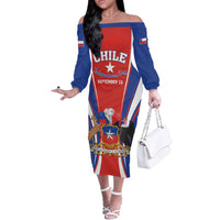 Chile Independence Day Off The Shoulder Long Sleeve Dress September 18 Por la razon o la fuerza - Wonder Print Shop