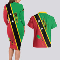 Saint Kitts and Nevis Couples Matching Long Sleeve Bodycon Dress and Hawaiian Shirt Country Above Self - Wonder Print Shop