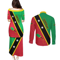 Saint Kitts and Nevis Couples Matching Puletasi and Long Sleeve Button Shirt Country Above Self - Wonder Print Shop