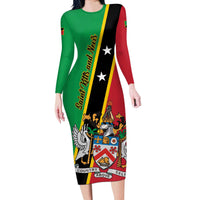 Saint Kitts and Nevis Long Sleeve Bodycon Dress Country Above Self - Wonder Print Shop