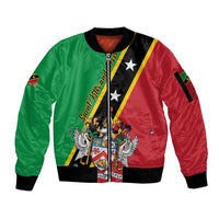 Saint Kitts and Nevis Sleeve Zip Bomber Jacket Country Above Self - Wonder Print Shop