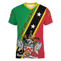 Saint Kitts and Nevis Women V-Neck T-Shirt Country Above Self - Wonder Print Shop