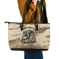 Jimothy the Raccoon Leather Tote Bag Midnight Snack Patrol