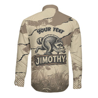 Personalized Jimothy the Raccoon Long Sleeve Button Shirt Midnight Snack Patrol