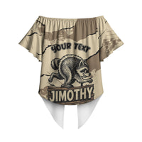 Personalized Jimothy the Raccoon Off Shoulder Wrap Waist Top Midnight Snack Patrol
