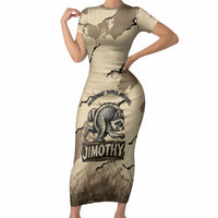 Personalized Jimothy the Raccoon Short Sleeve Bodycon Dress Midnight Snack Patrol