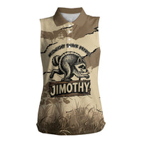 Personalized Jimothy the Raccoon Women Sleeveless Polo Shirt Midnight Snack Patrol