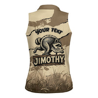 Personalized Jimothy the Raccoon Women Sleeveless Polo Shirt Midnight Snack Patrol