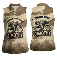 Personalized Jimothy the Raccoon Women Sleeveless Polo Shirt Midnight Snack Patrol