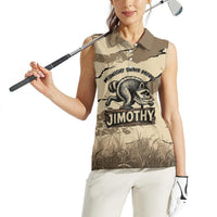 Personalized Jimothy the Raccoon Women Sleeveless Polo Shirt Midnight Snack Patrol