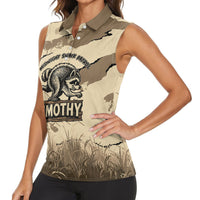 Personalized Jimothy the Raccoon Women Sleeveless Polo Shirt Midnight Snack Patrol