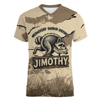 Personalized Jimothy the Raccoon Women V-Neck T-Shirt Midnight Snack Patrol