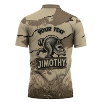 Personalized Jimothy the Raccoon Zipper Polo Shirt Midnight Snack Patrol