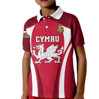 Wales Rugby Kid Polo Shirt Three Feathers Dragon 2023 World Cup - Wonder Print Shop