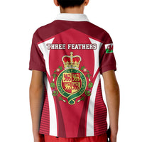 Wales Rugby Kid Polo Shirt Three Feathers Dragon 2023 World Cup - Wonder Print Shop
