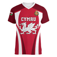 Wales Rugby Women V Neck T Shirt Three Feathers Dragon 2023 World Cup - Wonder Print Shop
