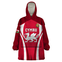 Custom Wales Rugby Wearable Blanket Hoodie Three Feathers Dragon 2023 World Cup - Wonder Print Shop