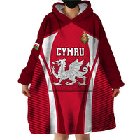 Custom Wales Rugby Wearable Blanket Hoodie Three Feathers Dragon 2023 World Cup - Wonder Print Shop