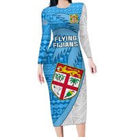 Fiji Rugby Long Sleeve Bodycon Dress Come On Fijian Tapa Pattern - Wonder Print Shop