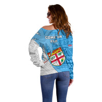 Fiji Rugby Off Shoulder Sweater Come On Fijian Tapa Pattern - Wonder Print Shop