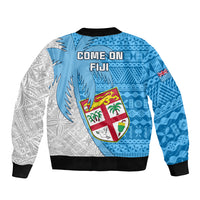 Fiji Rugby Sleeve Zip Bomber Jacket Come On Fijian Tapa Pattern - Wonder Print Shop