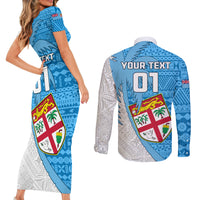 Custom Fiji Rugby Couples Matching Short Sleeve Bodycon Dress and Long Sleeve Button Shirts Come On Fijian Tapa Pattern - Wonder Print Shop