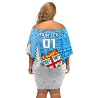 Custom Fiji Rugby Off Shoulder Short Dress Come On Fijian Tapa Pattern - Wonder Print Shop