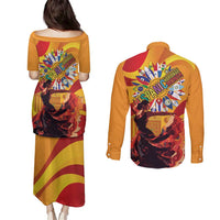 Hispanic Heritage Month Couples Matching Puletasi and Long Sleeve Button Shirt Espana Flamenco - Wonder Print Shop