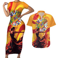 Hispanic Heritage Month Couples Matching Short Sleeve Bodycon Dress and Hawaiian Shirt Espana Flamenco - Wonder Print Shop