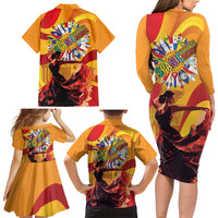 Hispanic Heritage Month Family Matching Long Sleeve Bodycon Dress and Hawaiian Shirt Espana Flamenco - Wonder Print Shop