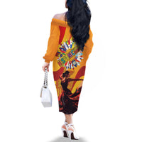 Hispanic Heritage Month Family Matching Off The Shoulder Long Sleeve Dress and Hawaiian Shirt Espana Flamenco - Wonder Print Shop
