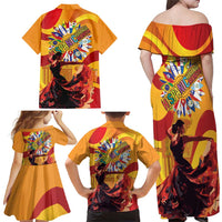 Hispanic Heritage Month Family Matching Off Shoulder Maxi Dress and Hawaiian Shirt Espana Flamenco - Wonder Print Shop