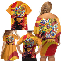 Hispanic Heritage Month Family Matching Off Shoulder Short Dress and Hawaiian Shirt Espana Flamenco - Wonder Print Shop