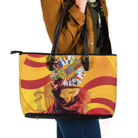 Hispanic Heritage Month Leather Tote Bag Espana Flamenco - Wonder Print Shop