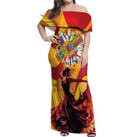 Hispanic Heritage Month Off Shoulder Maxi Dress Espana Flamenco - Wonder Print Shop