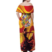 Hispanic Heritage Month Off Shoulder Maxi Dress Espana Flamenco - Wonder Print Shop