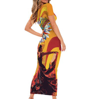 Hispanic Heritage Month Short Sleeve Bodycon Dress Espana Flamenco - Wonder Print Shop