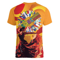 Hispanic Heritage Month Women V-Neck T-Shirt Espana Flamenco - Wonder Print Shop