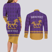Personalized Breeders Horse Racing 2025 Couples Matching Long Sleeve Bodycon Dress and Long Sleeve Button Shirt Del Mar Awaits - Wonder Print Shop