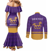 Personalized Breeders Horse Racing 2025 Couples Matching Mermaid Dress and Long Sleeve Button Shirt Del Mar Awaits - Wonder Print Shop