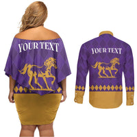 Personalized Breeders Horse Racing 2025 Couples Matching Off Shoulder Short Dress and Long Sleeve Button Shirt Del Mar Awaits - Wonder Print Shop
