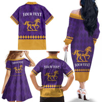 Personalized Breeders Horse Racing 2025 Family Matching Off The Shoulder Long Sleeve Dress and Hawaiian Shirt Del Mar Awaits - Wonder Print Shop